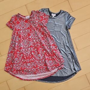 LuLaRoe Scarlett Kids Dresses in Red and Elegant Silver